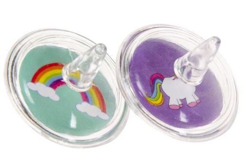 Spinning top with unicorn motif