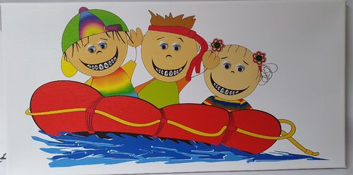 Happy Brackets 3 Kinder im Boot