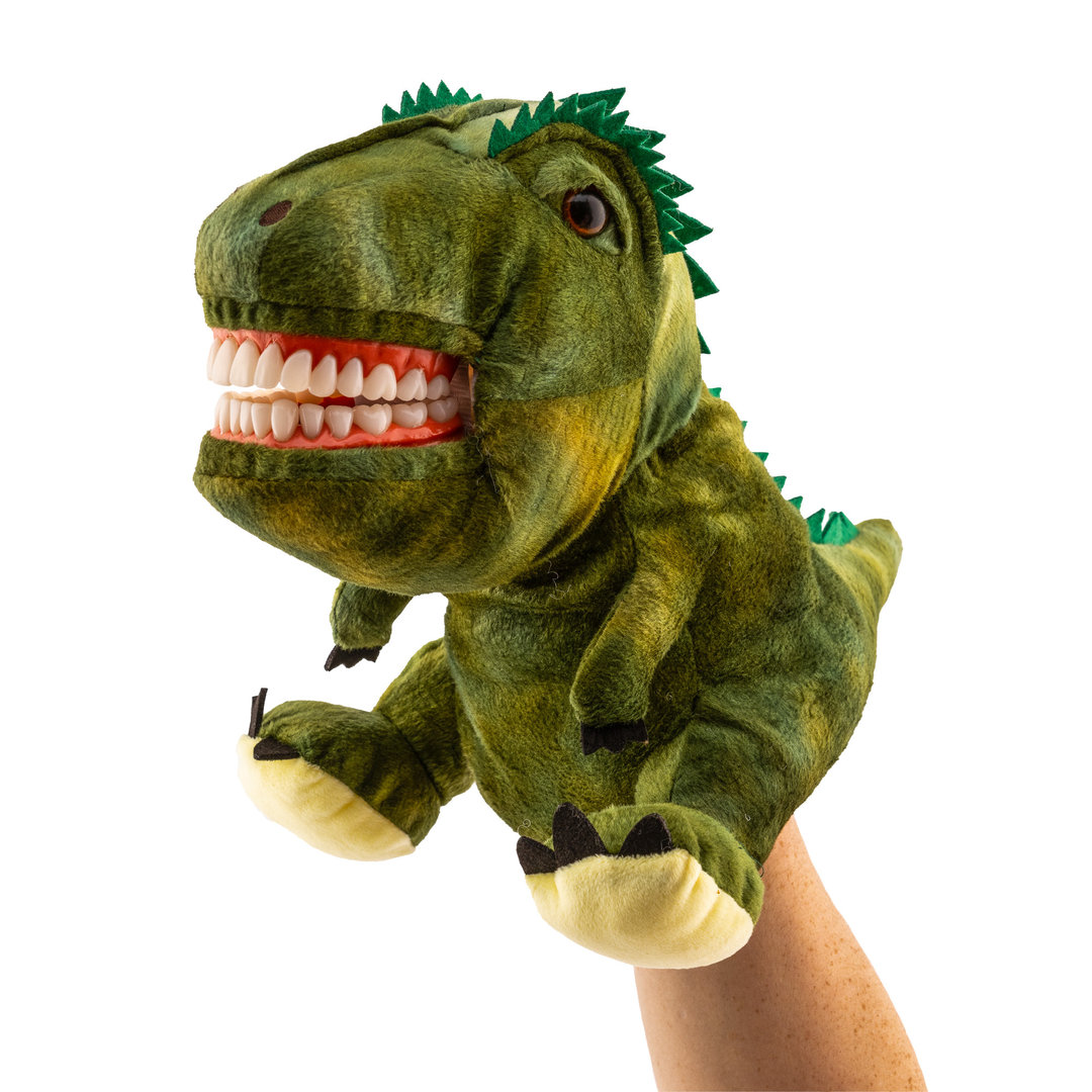Dino hand puppet medium (25cm) incl. giant toothbrush