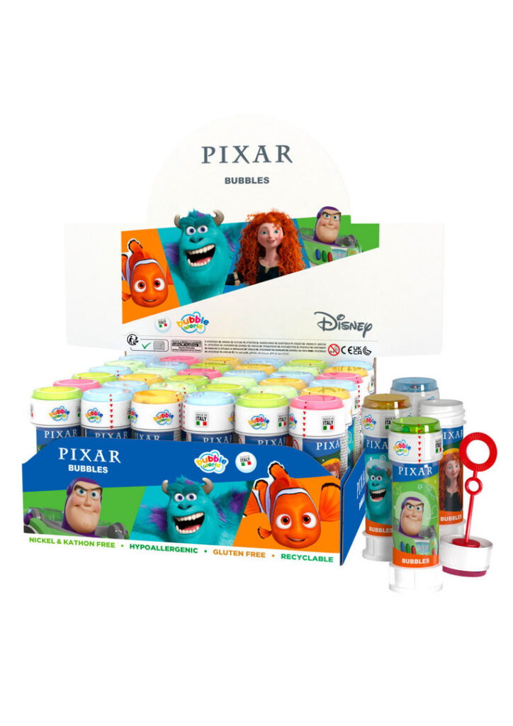 Seifenblasen Pixar Comics mit Geduldspiel 60ml, 24 Stück