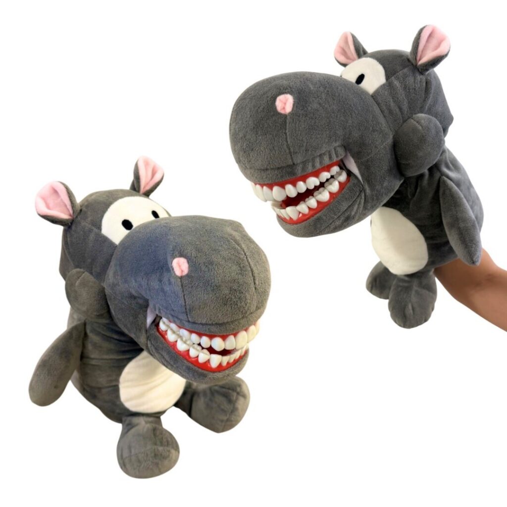 Handpuppe Hippo Medium (25cm) mit Riesenzahnbürste